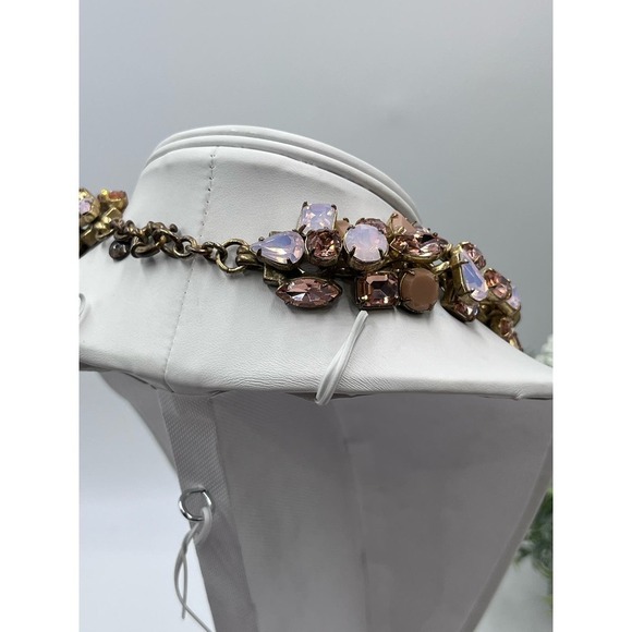 J. Crew Glacier Faceted Pink AB Opalescent Rhinestone Floral‎ Statement Necklace - Picture 7 of 16